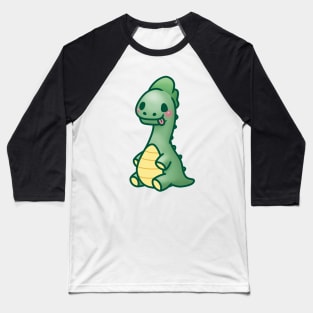 Cute Green Sauropod Dinosaur Baseball T-Shirt